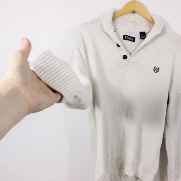 *Chaps 3/4 Button Cream Sweater - Picture 4 of 6